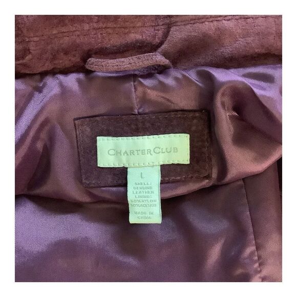 Charter Club Vintage Purple Suede Lined Jacket Size‎ Large EUC - Picture 10 of 10